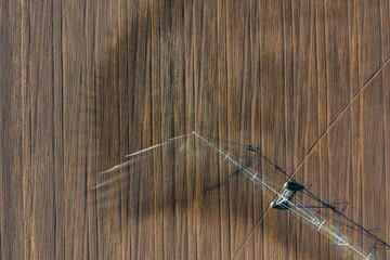 Aerial view about center pivot irrigation system spraying crops. Farm concept, modern watering...