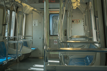 New York subway empty due to the corona virus pandemic