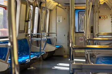 New York subway empty due to the corona virus pandemic