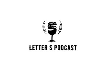 combination microphone and S letter. this logo suitable for your podcast logo.