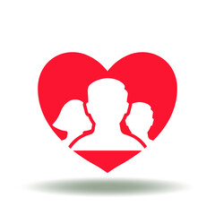 Heart with people group vector illustration. Corporate Social Responsibility CSR Icon. Together Community Love Friendship Charity Symbol.