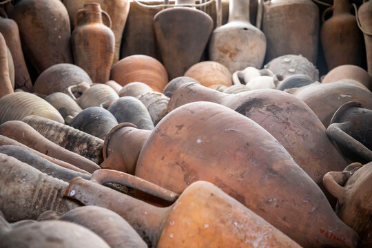 Antique amphorae from old shipwrecks
