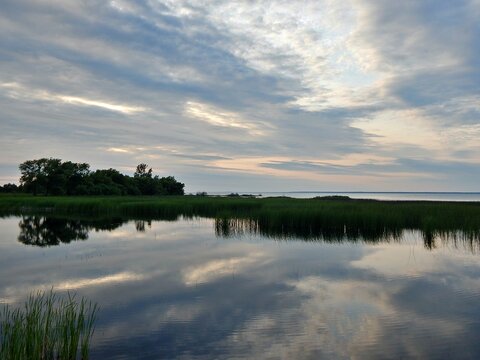 sunset over the lake