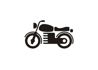  Old motorcycle simple illustration in black and white.
