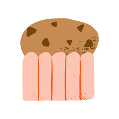 Hand drawn dessert chocolate cupcakes or muffins vector illustration