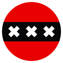 Amsterdam city vector flag badge. 
Circle Amsterdam flag symbol. - obrazy, fototapety, plakaty