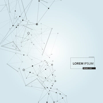 Polygonal background, technology design. Global atom illustration. Vector network lines
