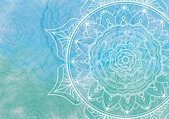 Crédence de cuisine en verre imprimé Mandala Blue-Green Mandala Background