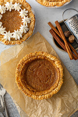 Mini pumpkin or sweet potato pies for Thanksgiving