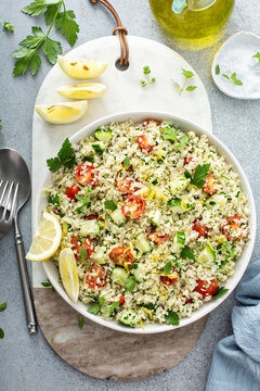 Tabbouleh Salad With Cauliflower Rice And Vegetables