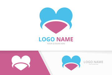 Vector heart logo. Kindness, relationship and charity logotype design template.