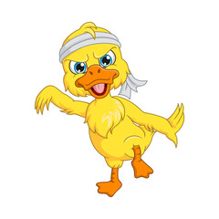 Cartoon cute little duck karate