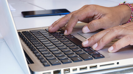 Fototapeta na wymiar Close up laptop keyboard