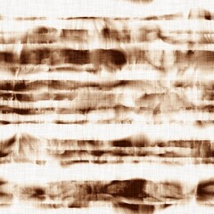 Seamless tie dye ink bleed surface pattern for print or fashion. High quality illustration. Creased and faded color dye on white woven linen textured fabric. Hippie artistic print for faux fashion.