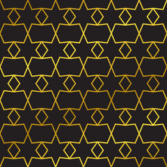islamic golden luxury seamless pattern, star motif arabesque style, background texture vector