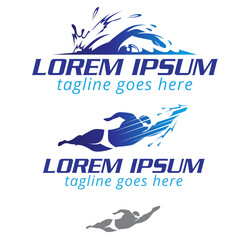 Swimming symbols vector illustration set for brand, identity, design element, tshirt print or any other purpose.