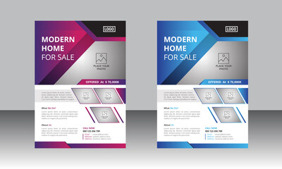 Real Estate Business flyer vector design template. Design Template Geometric shape used for business flyer layout. Real Estate flyer, Business flyer and leaflet. Flyer in A4 with Bleed, Print Ready