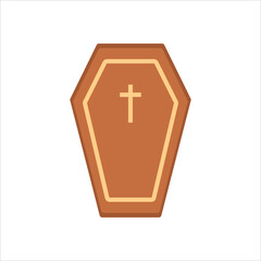 coffin icon, flat icon vector illustration isolated on white background. for halloween, ghost, death and more