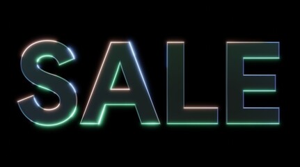 Sale metal neon effect sign with light and shining effects. 3d illustration rendering . 3d text element for design - banners, posters , event , holiday , flyer business and etc .