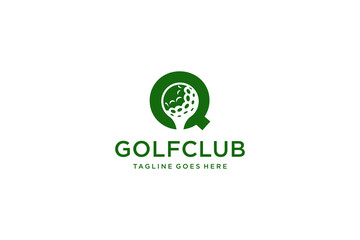 Letter Q for Golf logo design vector template, Vector label of golf, Logo of golf championship, illustration, Creative icon, design concept