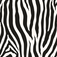 Zebra monochrome seamless pattern. Vector animal skin print. Fashion stylish organic texture.