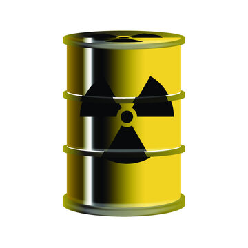Vector image of drum barrel illustration with nuclear symbol