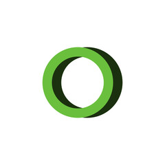 Simple green letter O logotype with shadow.