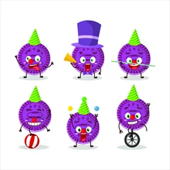 Fotobehang Cartoon character of grapes biscuit with various circus shows. Vector illustration © kongvector