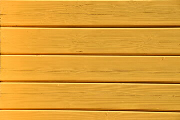 New yellow painted wooden wall or fence, background texture.