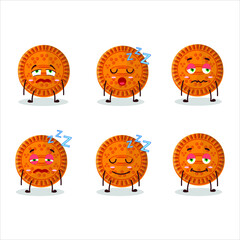 Cartoon character of orange biscuit with sleepy expression. Vector illustration
