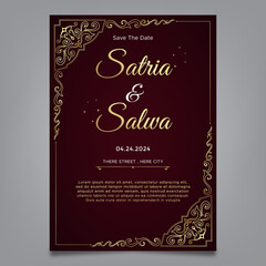 gold ornament theme wedding invitation template