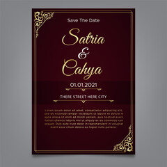 gold ornament theme wedding invitation template