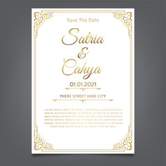 gold ornament theme wedding invitation template