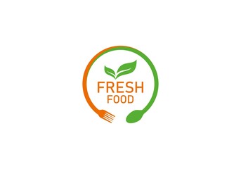 fresh food logo template in white background
