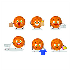 Obraz premium A Rich orange biscuit mascot design style going shopping. Vector illustration