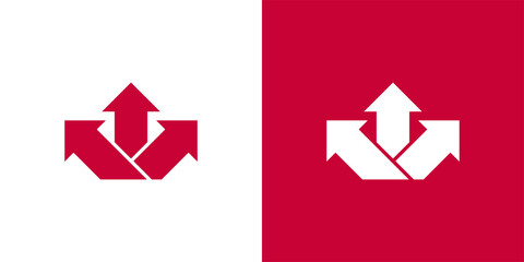 Maple Leaf Logo. Canada leaves Vector Icon. Arrows Symbol Illustration.