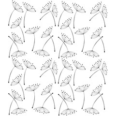 continuous grass flowers with black stripes on a white background
