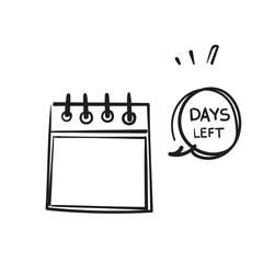 hand drawn doodle calendar symbol for days left for promotion illustration icon isolated background