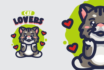 pet cartoon illustration. cute chibi cat