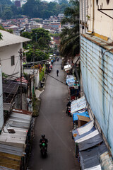 Fototapeta na wymiar a small street in one corner of the city of bandung