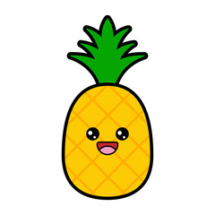 Cartoon Kawaii Pineapple Vector Illustration