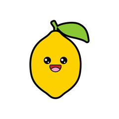 Cartoon Kawaii Lemon Vector Illustration