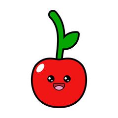 Cartoon Kawaii Cherry Vector Illustration