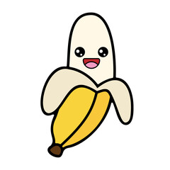 Cartoon Kawaii Banana Vector Illustration
