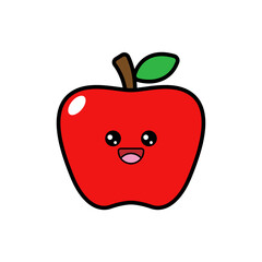 Cartoon Kawaii Apple Vector Illustration