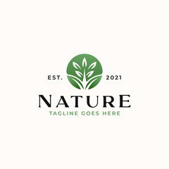 Leaf Green Gradient, Nature Logo Template Isolated in White Background