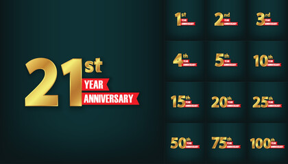 Realistic Golden anniversary premium set Vector Design
