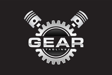 gear piston emblem logo - obrazy, fototapety, plakaty