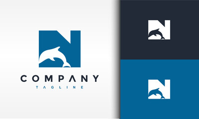 letter N dolphin logo