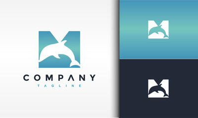 letter M dolphin logo